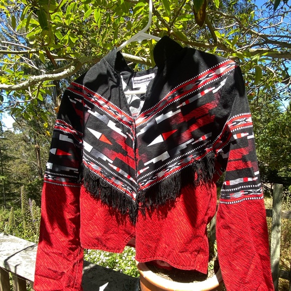 Red and black tassled rodeo top - Picture 2 of 4